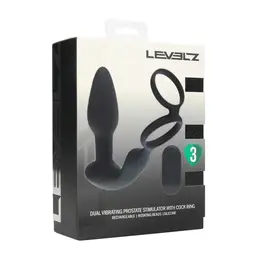 LEVELZ Black Dual Motor stimulator prostate sa rotirajućim kuglicama i prstenom