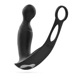 Crushious Flamma Black vibrirajući masažer prostate sa dvostrukim prstenom 16 cm