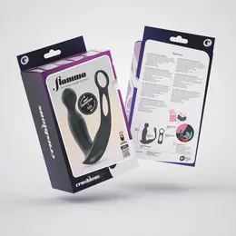 Crushious Flamma Black vibrirajući masažer prostate sa dvostrukim prstenom 16 cm