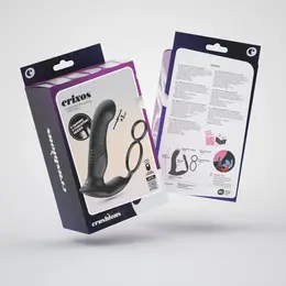 Erixos Pro Black vibrirajući masažer prostate sa dvostrukim potpornim prstenovima