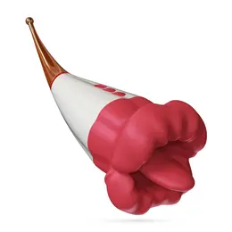 Jagger dvostrani vibrirajući stimulator od crvenog silikona, 19.5 cm