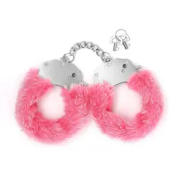 Crushious Spangle podesive metalne lisice sa roze plišanom postavom
