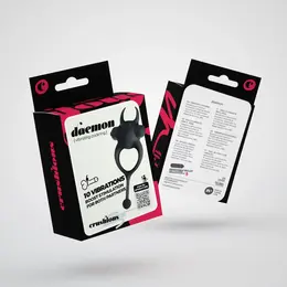 Crushious Daemon Vibrating Silicone Ring Black 12.5 cm Adjustable