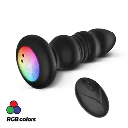 Crushious Australis crni intimni čep sa RGB LED osvetljenjem i daljinskim upravljačem, 12 cm