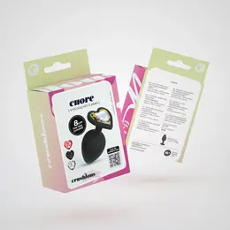 Crushious Cuore srednji analni čep sa 4 zamenljiva kristala crni 8cm