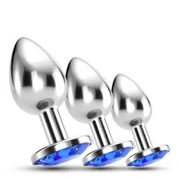Crushious Bijou Anal Train Trio Blue, trodelni set metalnih analnih čepova sa kristalima