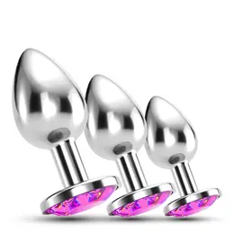 Crushious Bijou Pink Set, trio metalnih analnih čepova sa draguljem, 3 veličine