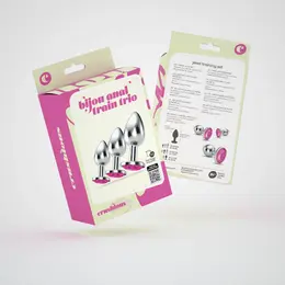 Crushious Bijou Pink Set, trio metalnih analnih čepova sa draguljem, 3 veličine