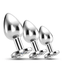 Crushious Bijou Trio Set, metalni analni čepovi sa draguljem, 3 veličine, prozirni kristal