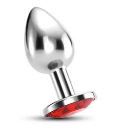 Crushious Bijou metalni analni čep sa crvenim kristalom mali 6cm 2.7cm