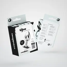 Crushious Bijou Medium Black, dekorativni metalni analni čep sa ukrasnim draguljem