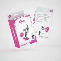 Crushious Bijou metalni analni čep Large Pink sa dekorativnim kristalnim detaljem
