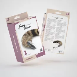 Foxy Silver metalni analni čep sa repom od veštačkog krzna, srebrno braon boja, kompaktna veličina