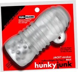 Hunkyjunk Jackt Nubby Ribbed intimni trenažer Clear Ice Large