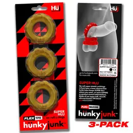 Hunkyjunk Super Huj set od 3 rastegljiva prstena bronzana metalik boja