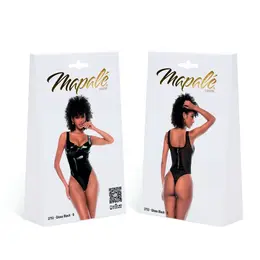 Mapale Glossy Vinyl Bodysuit S Black - Supportive, Adjustable Design