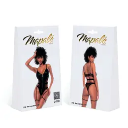 Mapale Bodysuit L/XL Wet Look Black - Underwired Support & Adjustable Fit