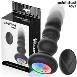 Addicted Toys Rotating Vibrating Plug LED Remote 11.9cm Silicone Black