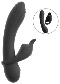 Couples Choice Duo vibrator 3 u 1 silikonski set sa prstenom koji se skida, ljubičasti