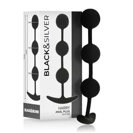 BLACK&SILVER Harry Silicone Intimate Beads 3 Spheres 14cm Black