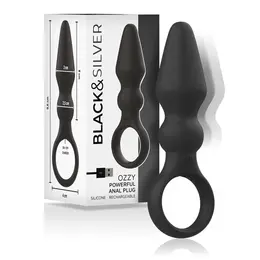 Black&Silver OZZY crni vibrirajući silikonski čep sa dvoslojnim sistemom