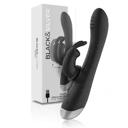 BLACK&SILVER Adam punjivi silikonski masažer sa dva motora crni