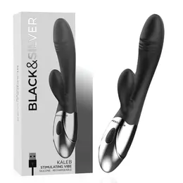Black&Silver Kaleb silikonski intimni masažer sa dva motora 20cm crni