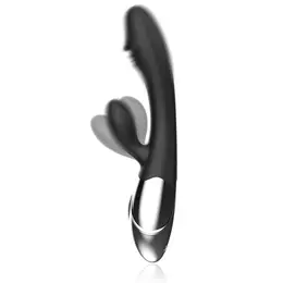 Black&Silver Kaleb silikonski intimni masažer sa dva motora 20cm crni