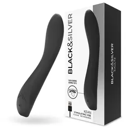 Black & Silver Kean Touch Control intimni masažer, silikon, USB, 204mm