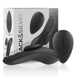 BLACK&SILVER Preston punjivi silikonski vibrator za gaćice u crnoj boji