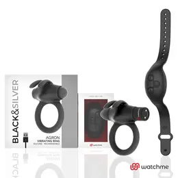 BLACK&SILVER Agron intimni prsten sa WATCHME daljinskim upravljačem i 10 modova, crni