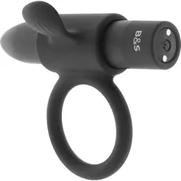 BLACK&SILVER Cameron Black Rechargeable Silicone Ring, 10 Modes, Waterproof
