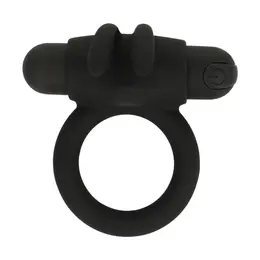 Black & Silver Agron 2.0 Vibrating Support Ring, USB Rechargeable, Silicone