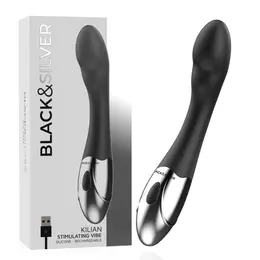 Black&Silver Kilian vibrator sa USB punjenjem od super mekog silikona 20cm