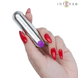 INTENSE Karen Mini punjivi vibrirajući metak u srebrnoj boji, kompaktni stimulator sa 10 modova vibracije