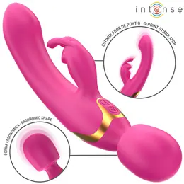 Intense Winona dvostrani vibrator rabbit i wand, silikon, 245mm, roze