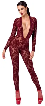 Noir Handmade Kink Royal kombinezon u bordo crvenoj boji L sa plišanim printom