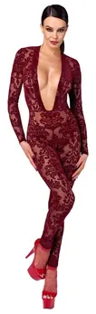 Noir Handmade Kink Royal crveni plišani kombinezon dugih rukava S