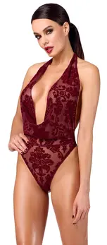 Noir Handmade Kink Royal bodi od crvenog plišanog floka L