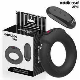 Addicted Toys vibrirajući silikonski prsten sa efektom zagrevanja i daljinskim upravljačem, crni
