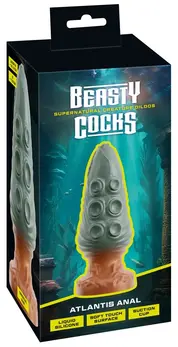 Beasty Cocks Atlantis Silicone Plug with Suction Cup 21cm Metallic