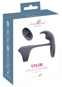beau coeur Vylor RC silikonski intimni prsten sa dva motora, crni, 13.5 cm