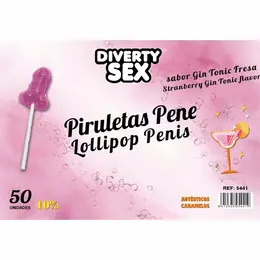 DIABLO GOLOSO Gin Tonik Jagoda Lizalice 50kom 10% Alkohola Pink 5cm