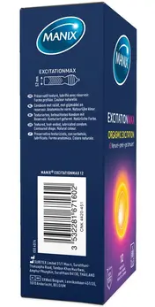 MANIX Excitation Max 12 komada anatomski kondomi sa teksturom tačkica i rebrima od lateksa