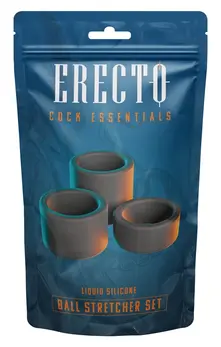 Erecto set prstenova za mošnice od tečnog silikona, 3 veličine, fleksibilni, crni