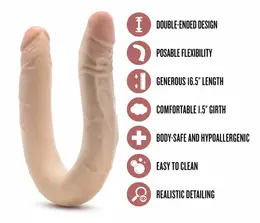 Blush Dr. Skin Plus dvostrani fleksibilni dildo od 42 cm u bež boji