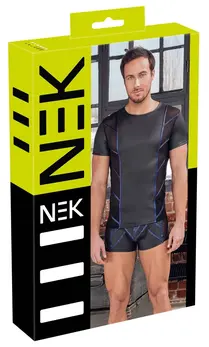 NEK crna mat muška majica L sa metalik plavim detaljima
