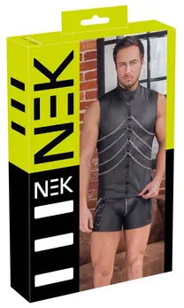 NEK muška mat crna majica bez rukava 2XL sa lancima i ruskom kragnom