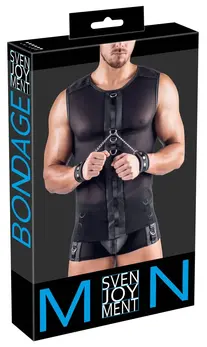 Svenjoyment Bondage mrežasta majica XL sa podesivim mat lisicama crna