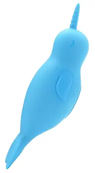 Unihorn Narwhal dvostrani silikonski intimni stimulator, plavi, 14.3 cm